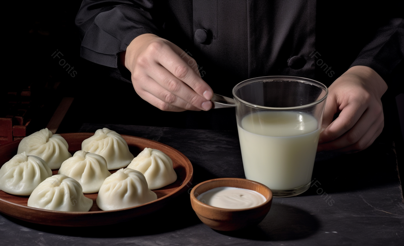 早餐包子面包牛奶豆浆玻璃杯子,高清,摄影图,摄影图片,图片大全,摄影图免费下载